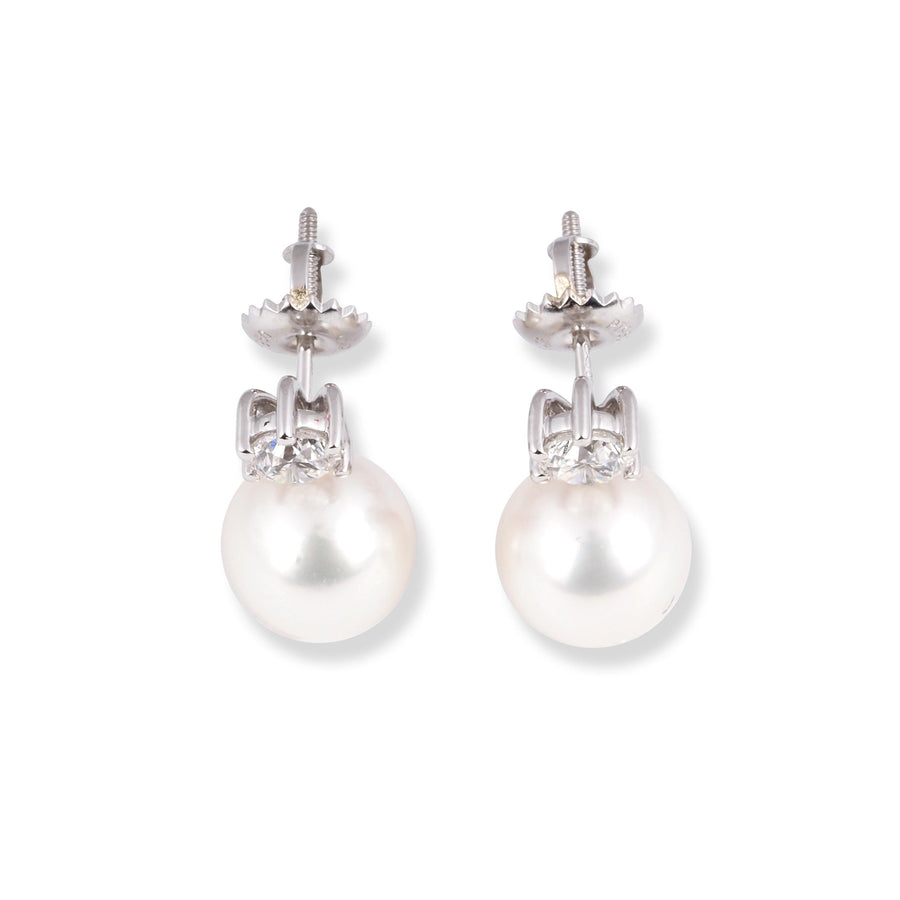 18ct White Gold Diamond and Cultured Pearl Earrings EC53549-2