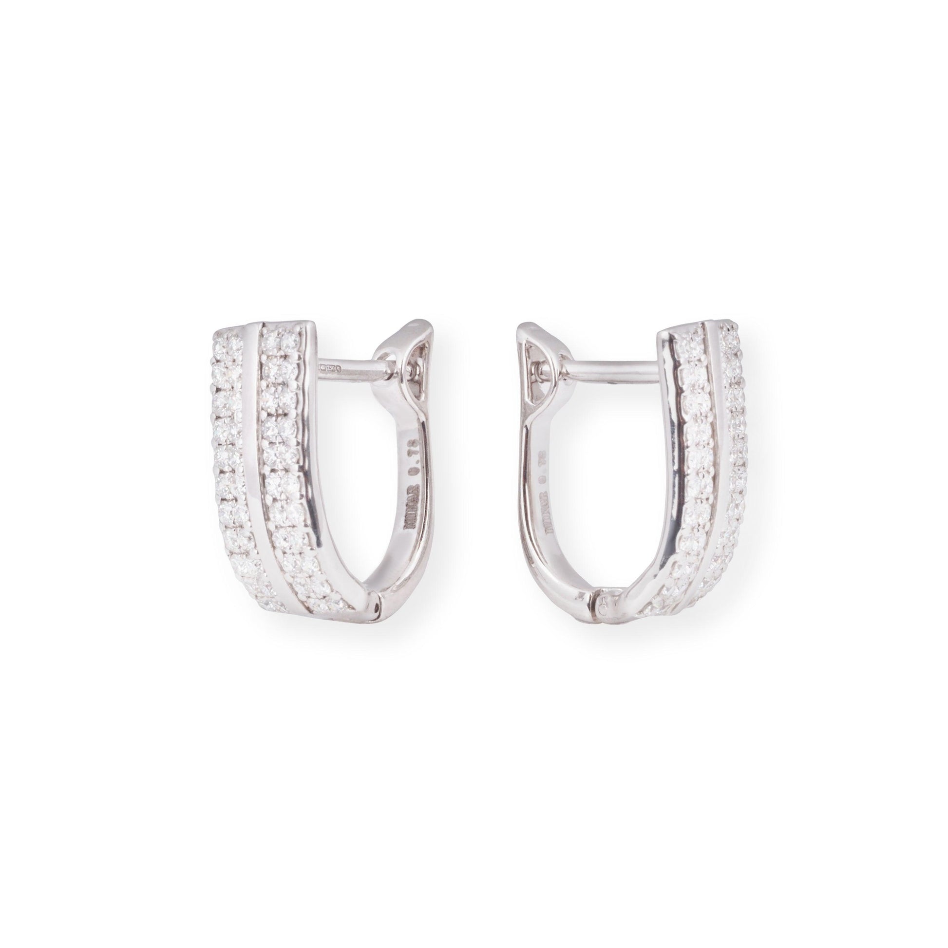 18ct White Gold Diamond Clip Hoop Earrings MCS3620 - Minar Jewellers