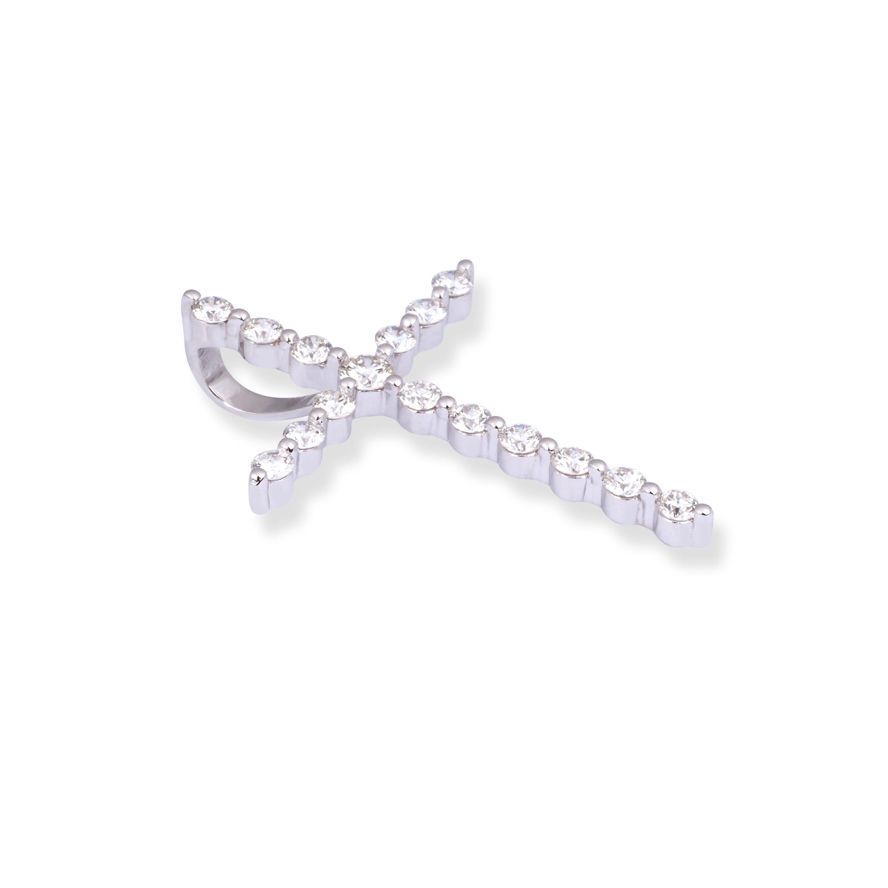 18ct White Gold Diamond Cross Pendant P-7967 - Minar Jewellers
