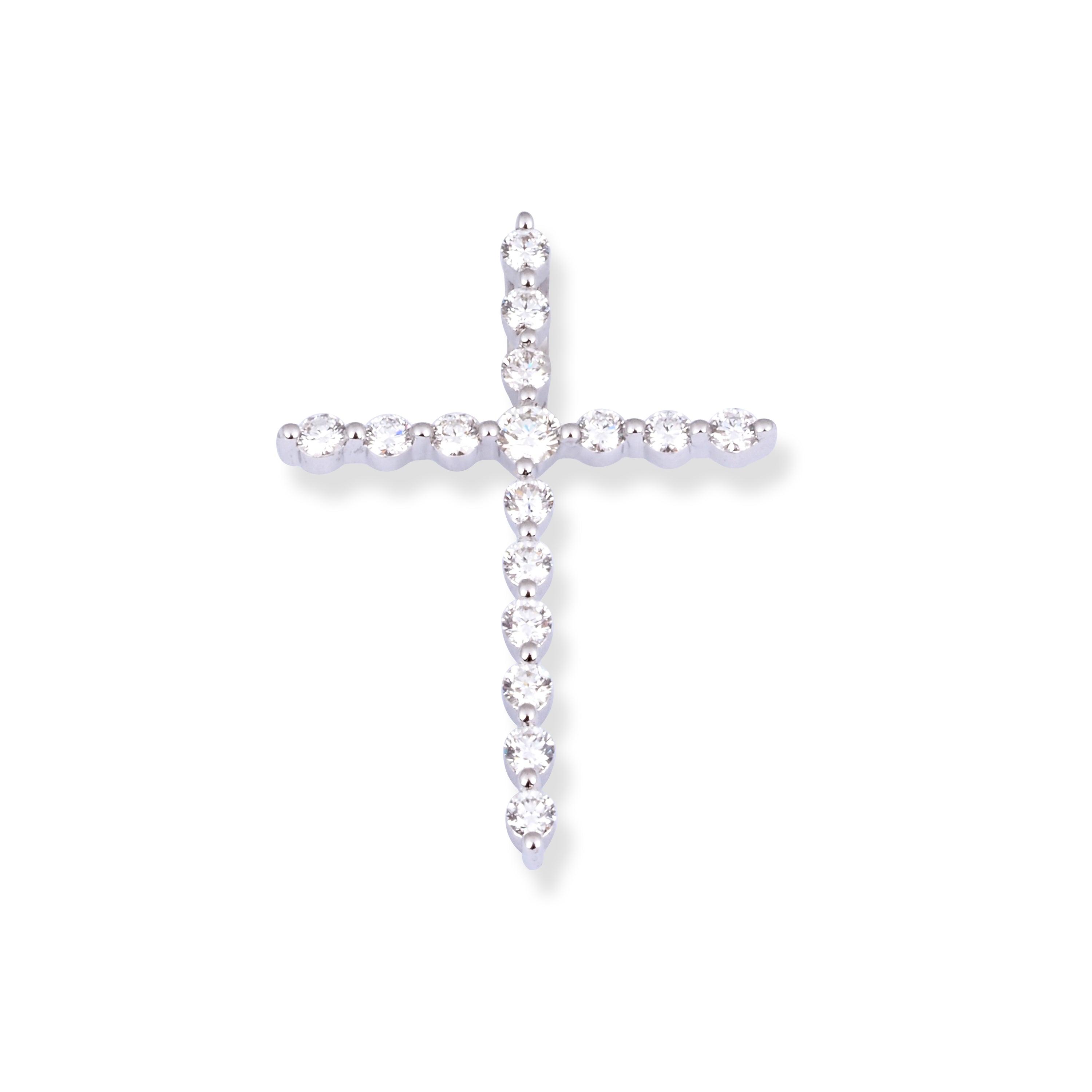 18ct White Gold Diamond Cross Pendant P-7967 - Minar Jewellers