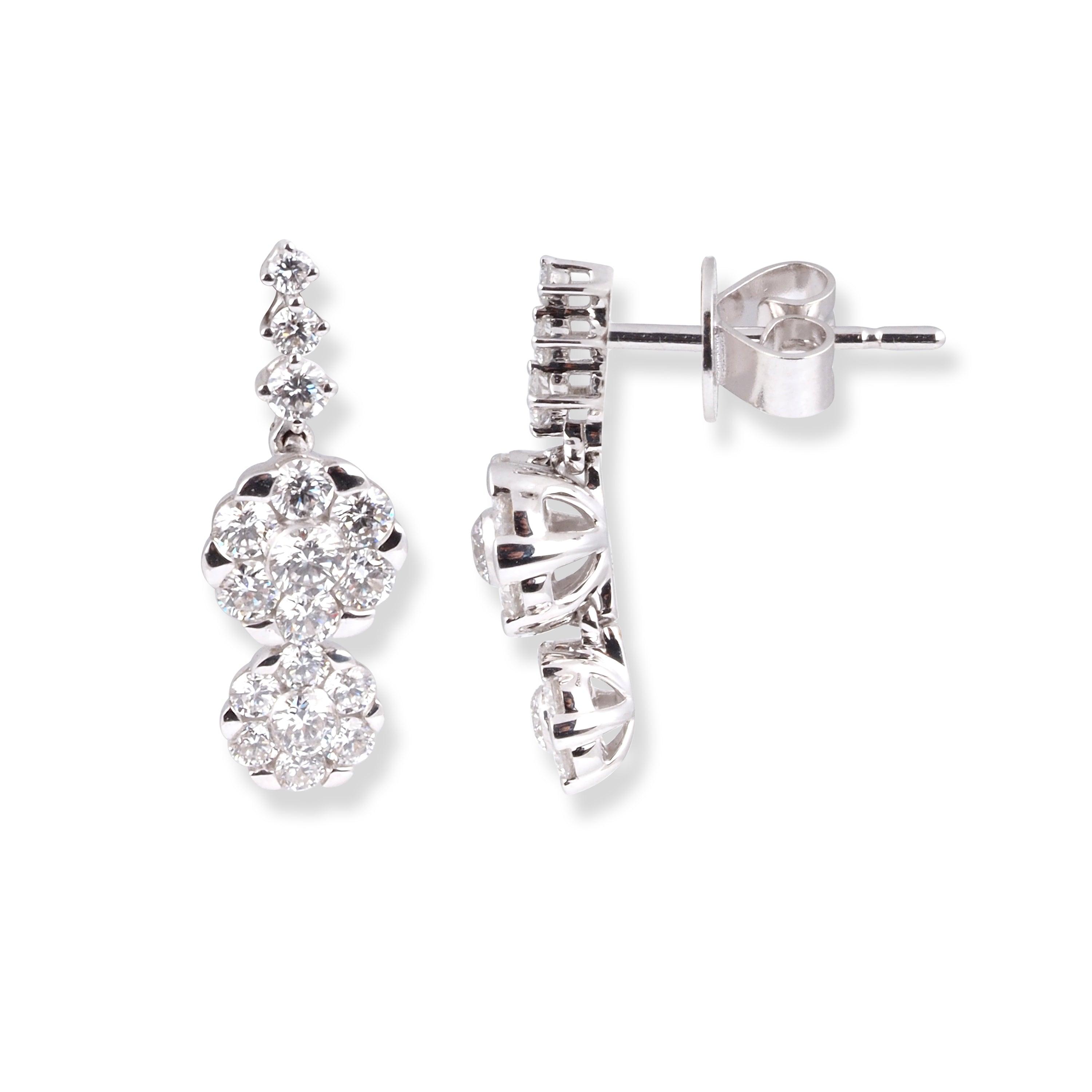 18ct White Gold Diamond Drop Earrings E33063-20 - Minar Jewellers