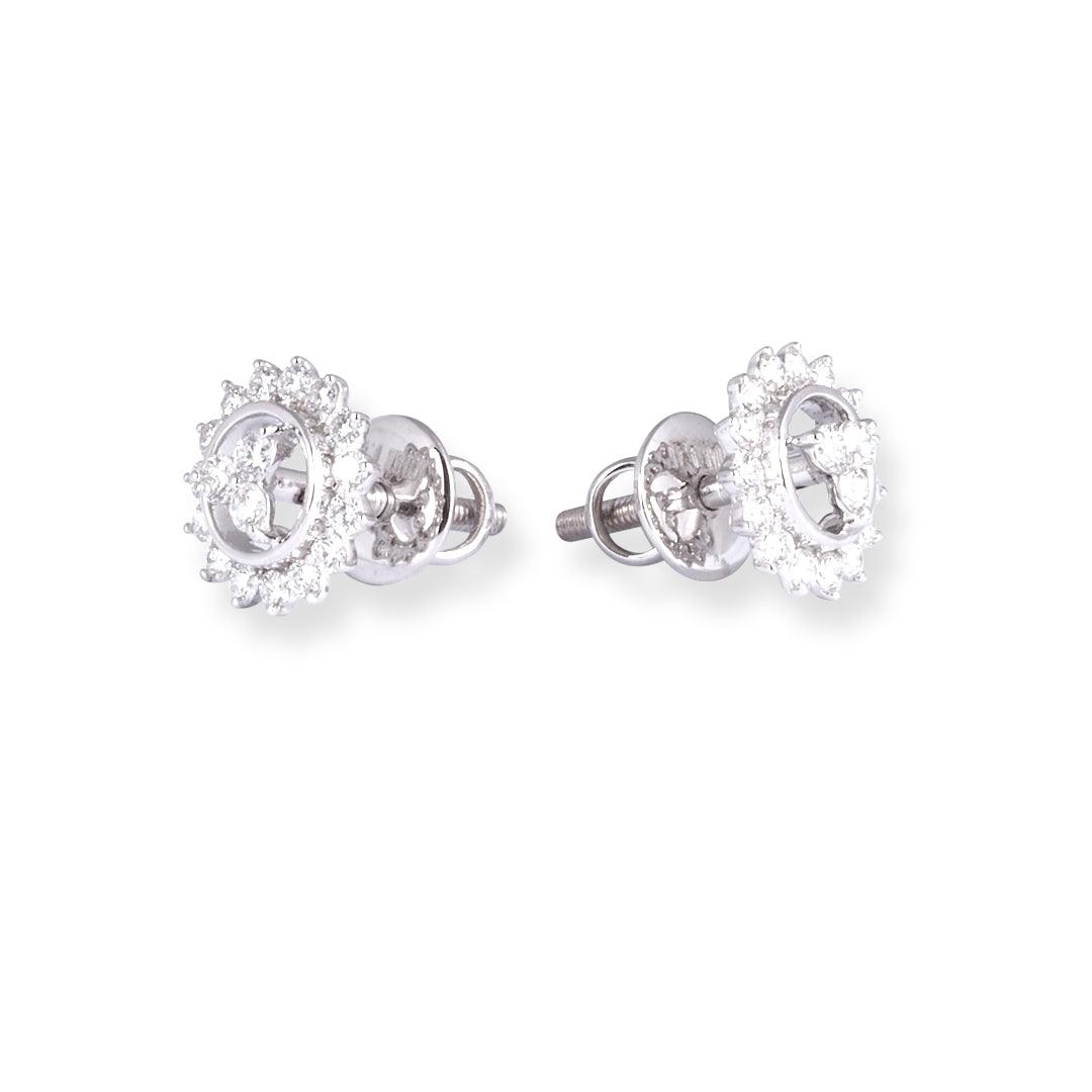 18ct White Gold Diamond Set (Pendant + Chain + Earrings) MCS7027 MCS7028 - Minar Jewellers