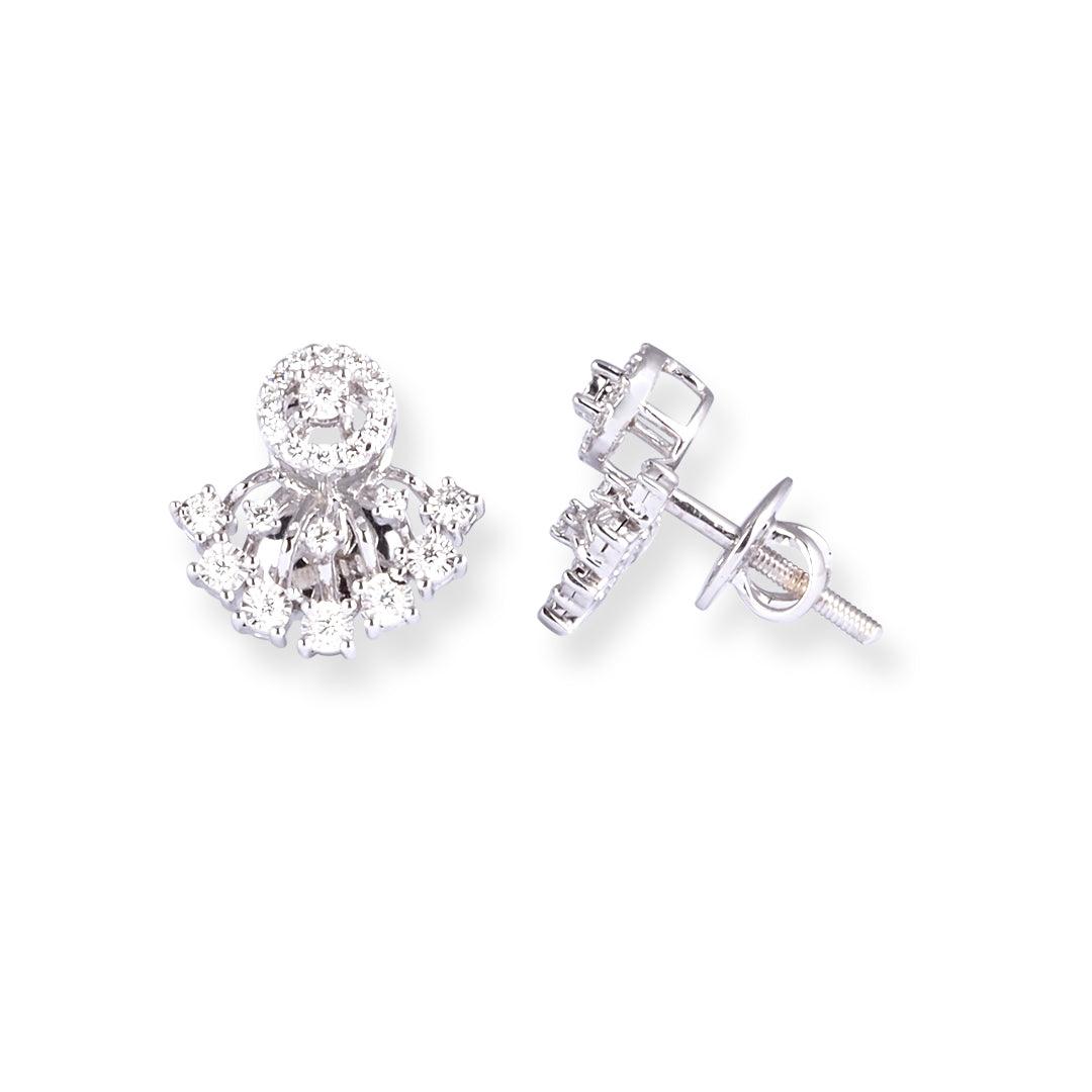 18ct White Gold Diamond Set (Pendant + Chain + Earrings) MCS7045 MCS7046 - Minar Jewellers