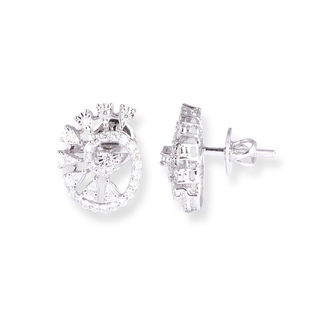 18ct White Gold Diamond Set (Pendant + Chain + Earrings) MCS7047 MCS7048 - Minar Jewellers