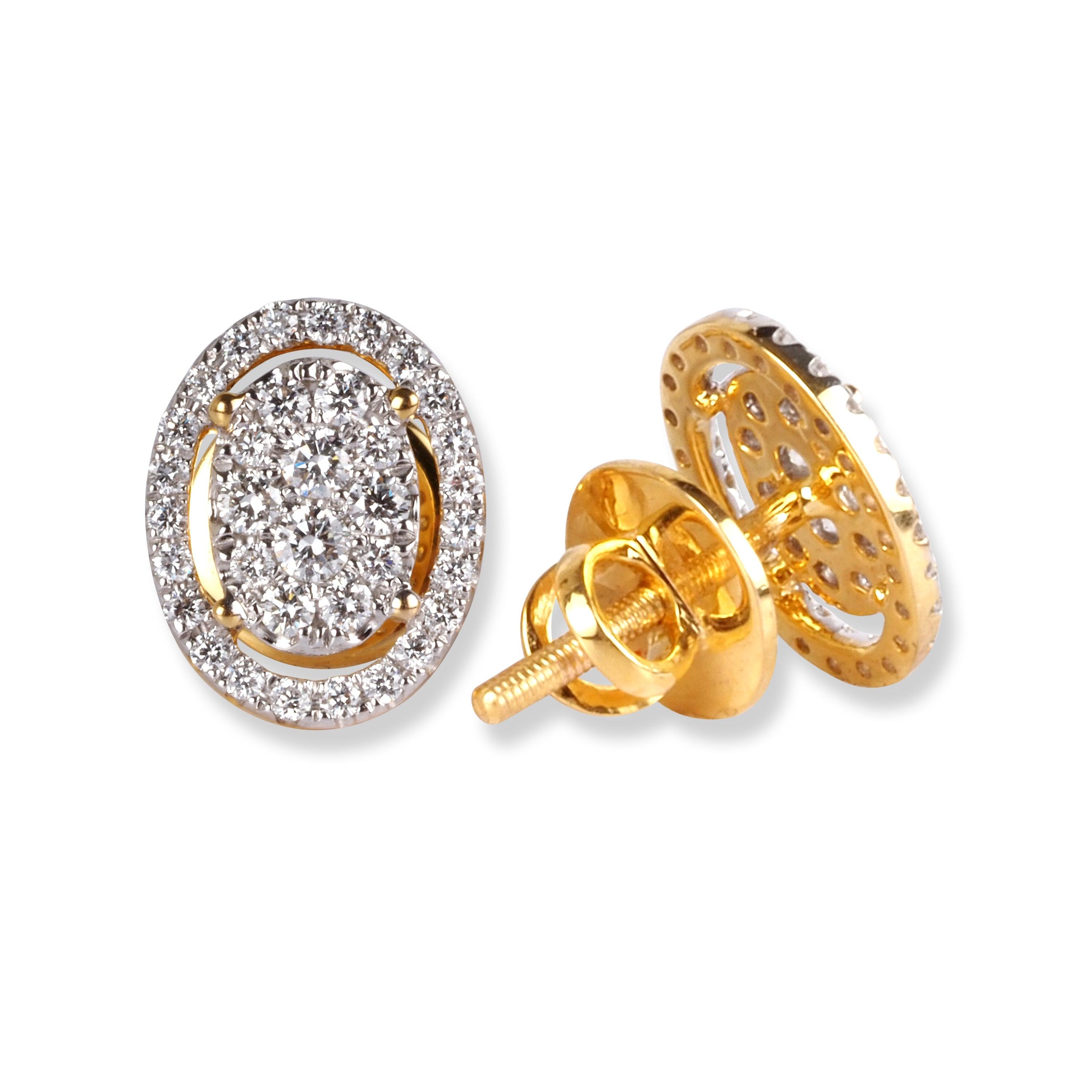18ct Yellow Gold Diamond Earrings MCS4853 - Minar Jewellers