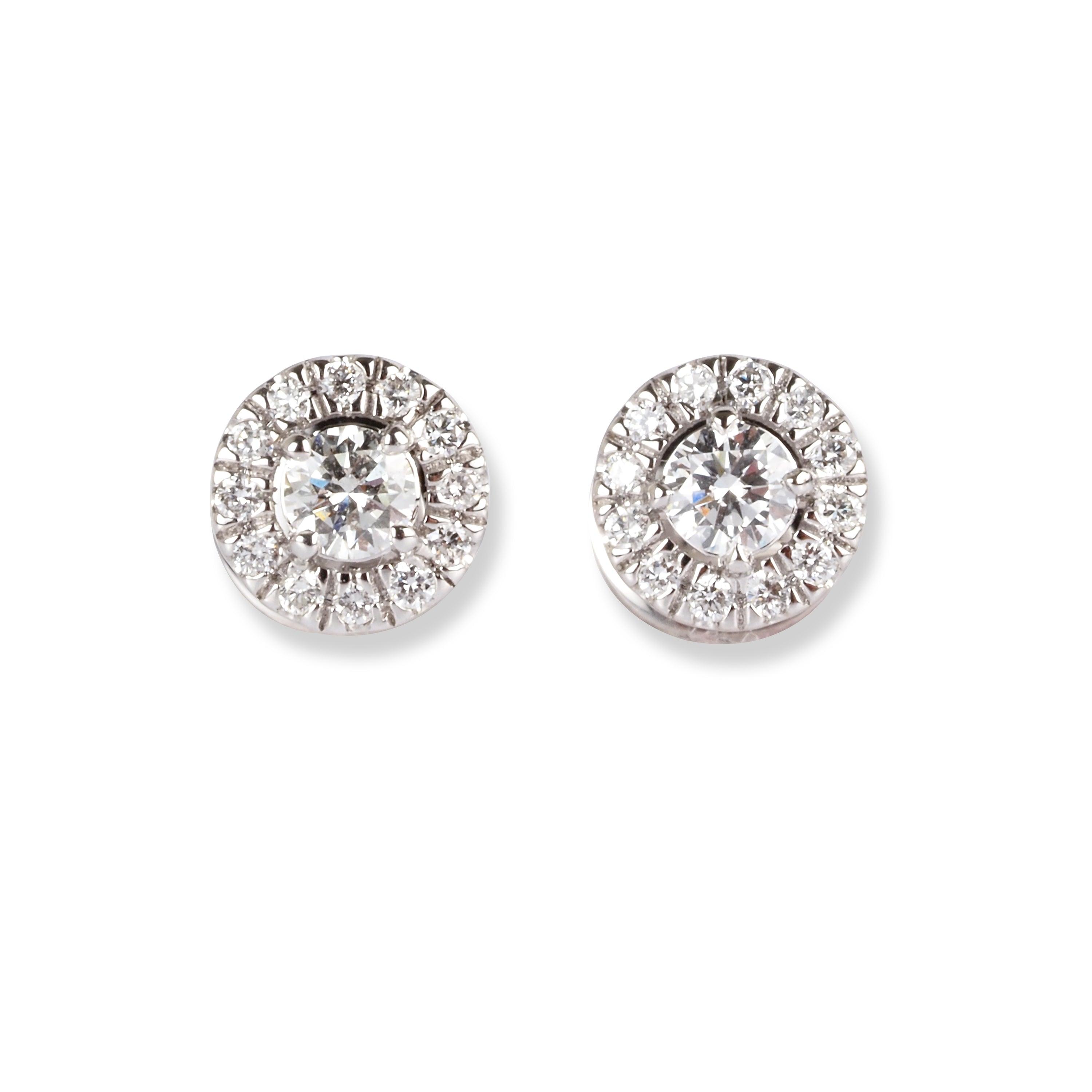 18ct White Gold Diamond Earrings E-7944 - Minar Jewellers