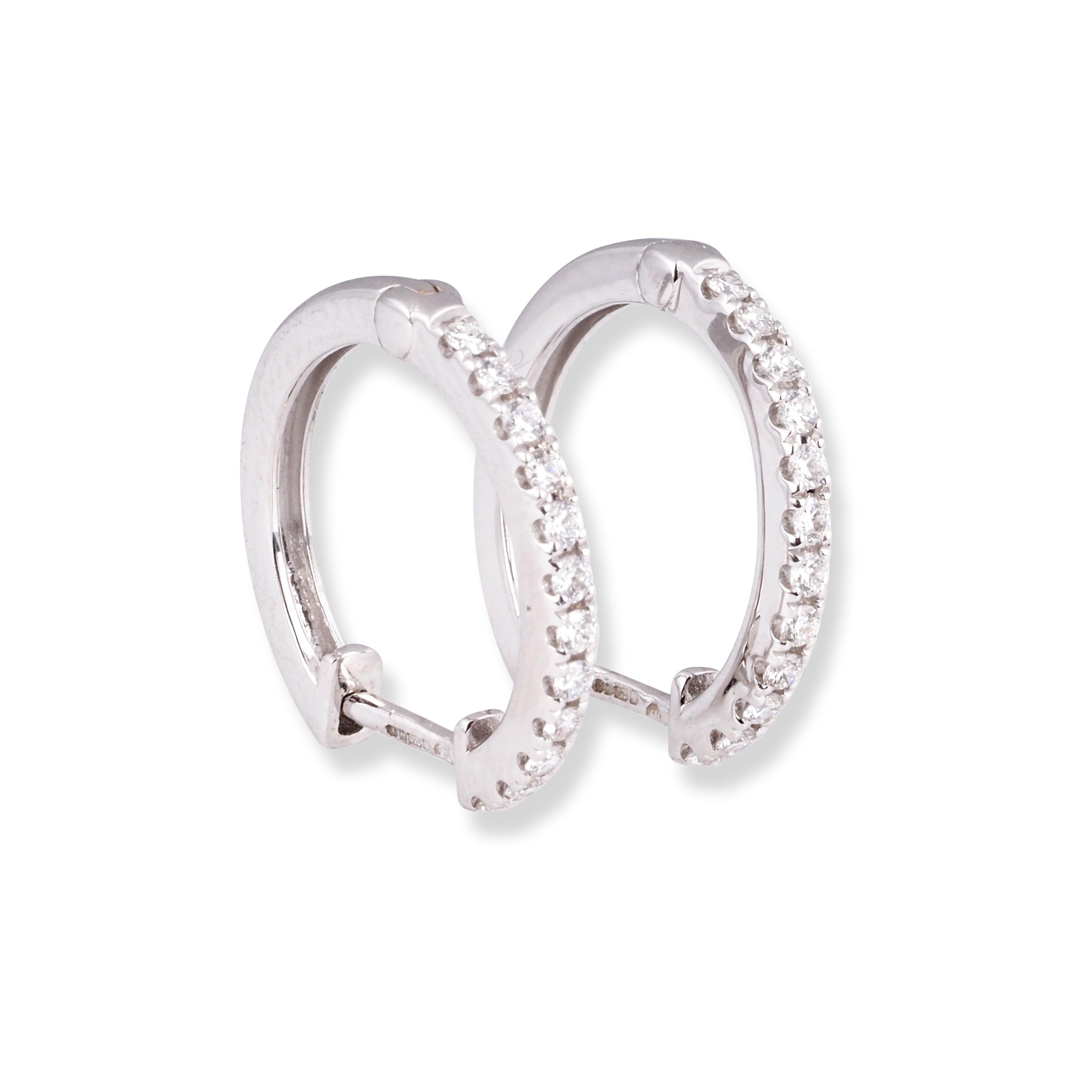18ct White Gold Diamond Huggie Earrings AE20153-193 - Minar Jewellers