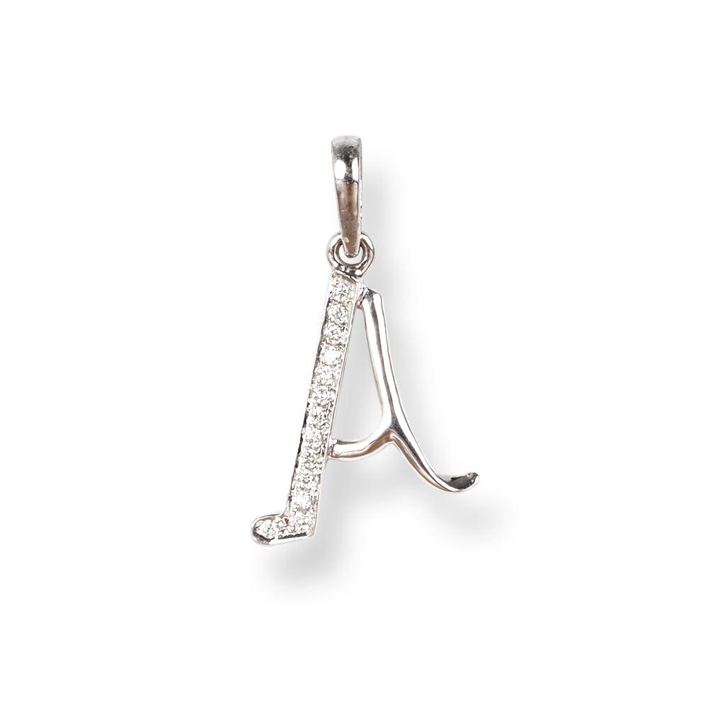 18ct White Gold Diamond Initial 'A' Pendant MCS5468 - Minar Jewellers