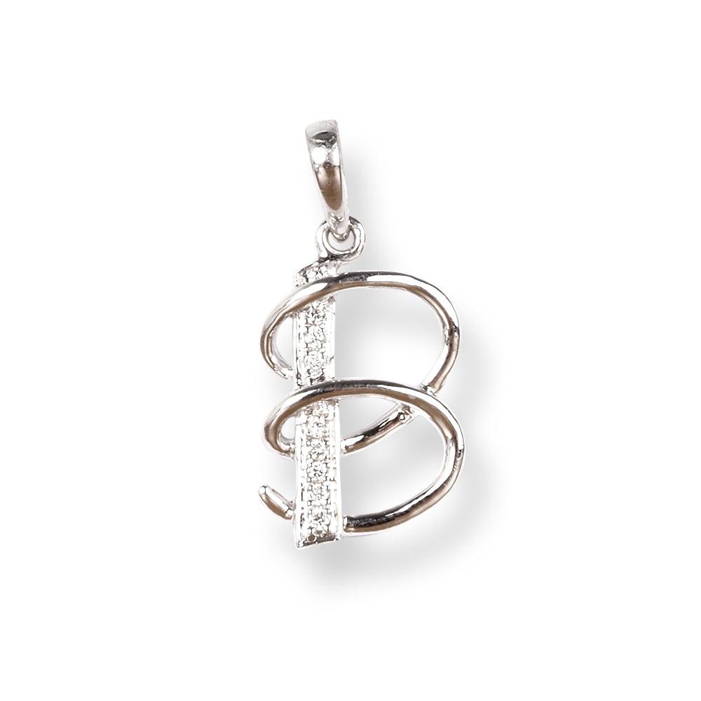 18ct White Gold Diamond Initial 'B' Pendant MCS5469 - Minar Jewellers