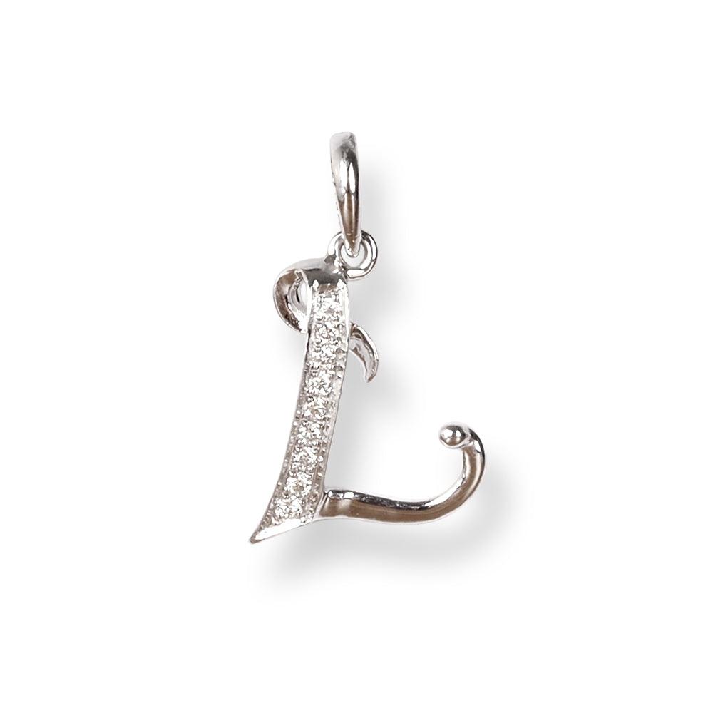 18ct White Gold Diamond Initial 'L' Pendant MCS5473 - Minar Jewellers