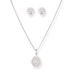 18ct White Gold Diamond Set (Pendant + Chain + Earrings) MCS7023 MCS7024 - Minar Jewellers
