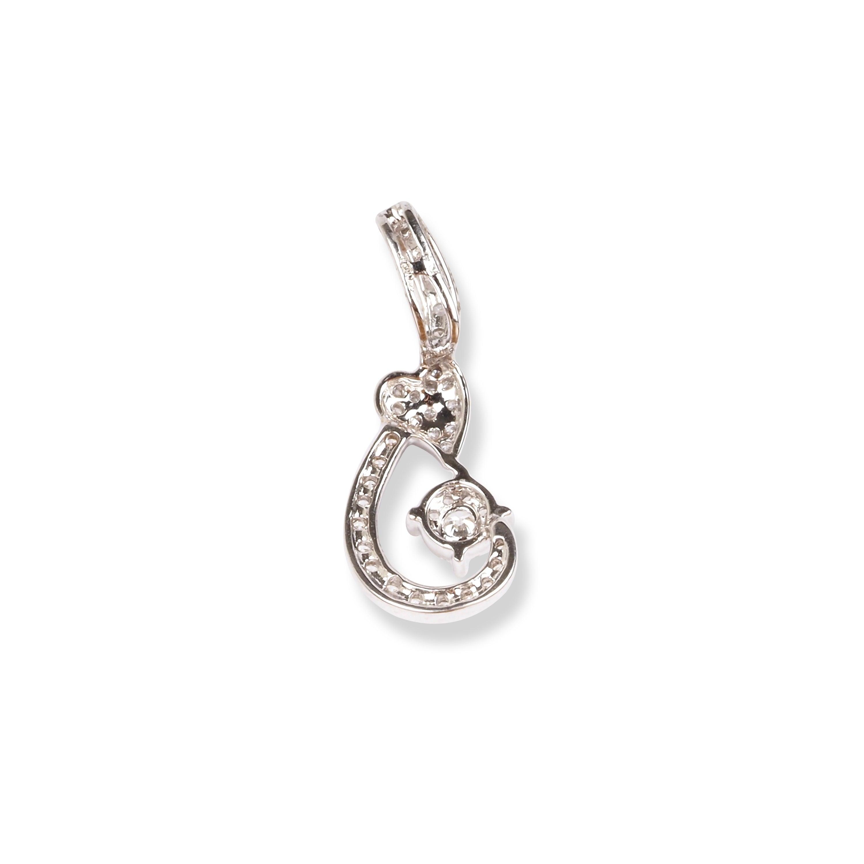 18ct White Gold Diamond Pendant with Heart Design MCS1668 - Minar Jewellers