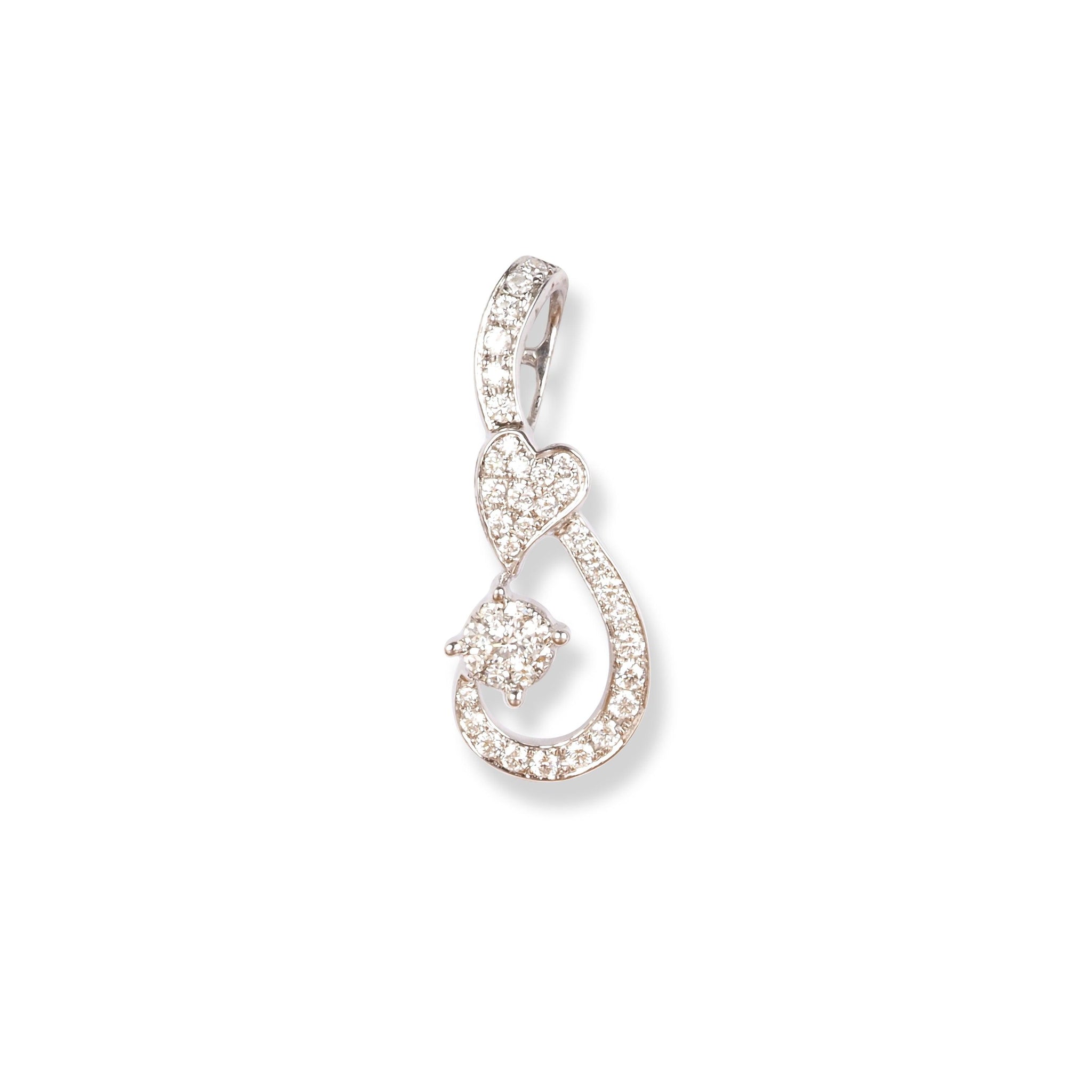 18ct White Gold Diamond Pendant with Heart Design MCS1668