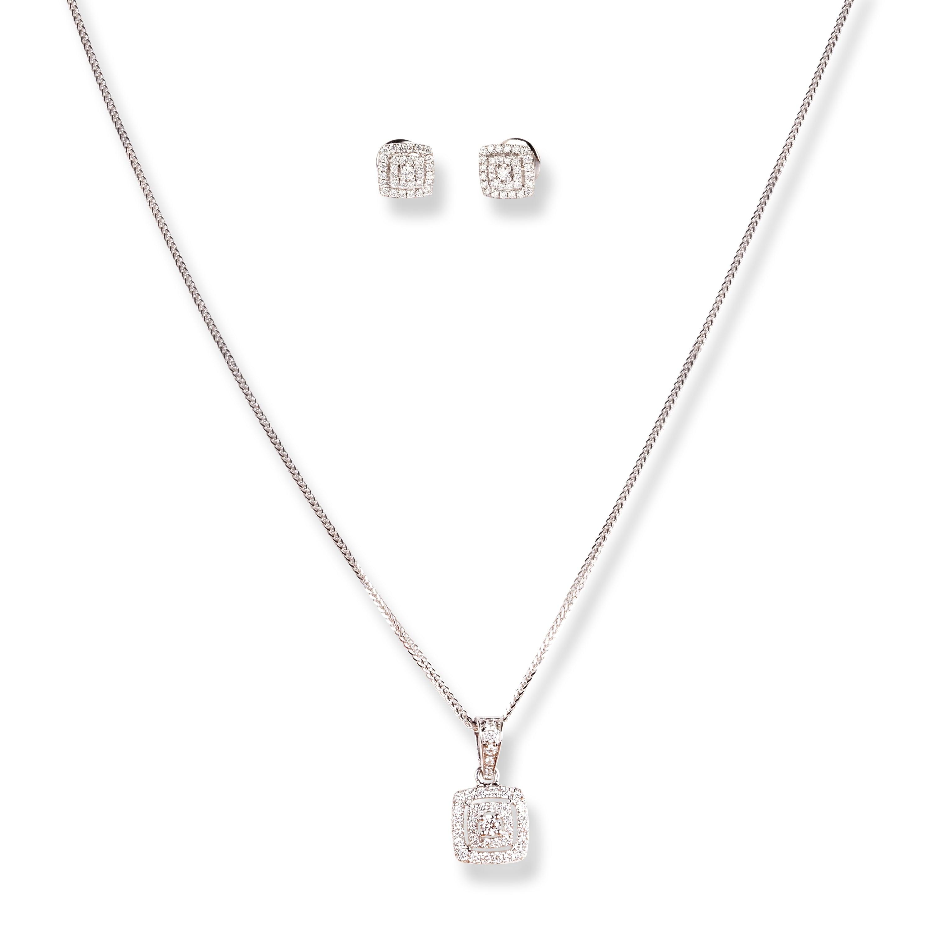 18ct White Gold Diamond Set MCS6055/6 - Minar Jewellers