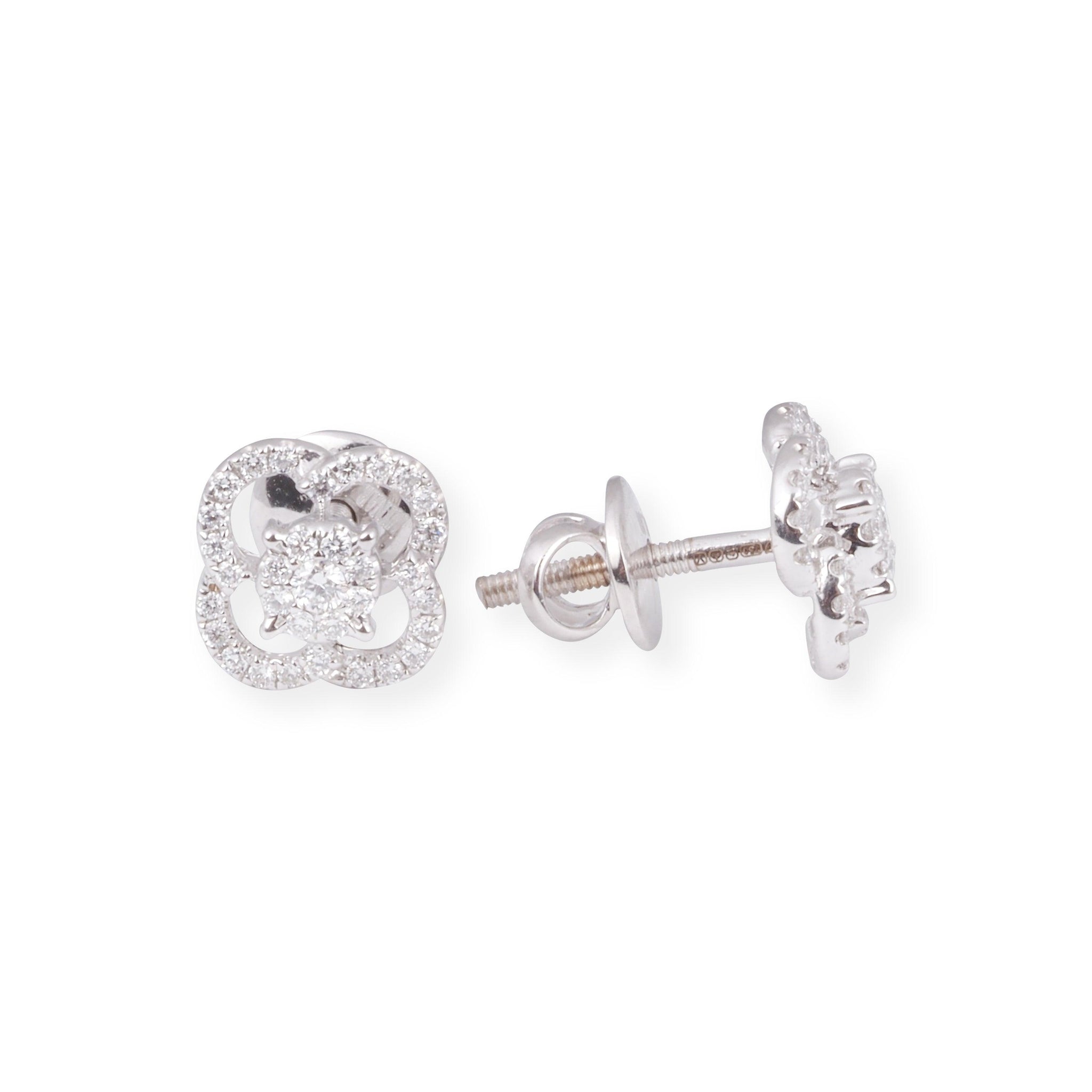 18ct White Gold Diamond Set in Clover Design (Pendant + Chain + Earrings) MCS6878/9