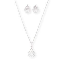 18ct White Gold Diamond Set (Pendant + Chain + Earrings) MCS4676/7 - Minar Jewellers