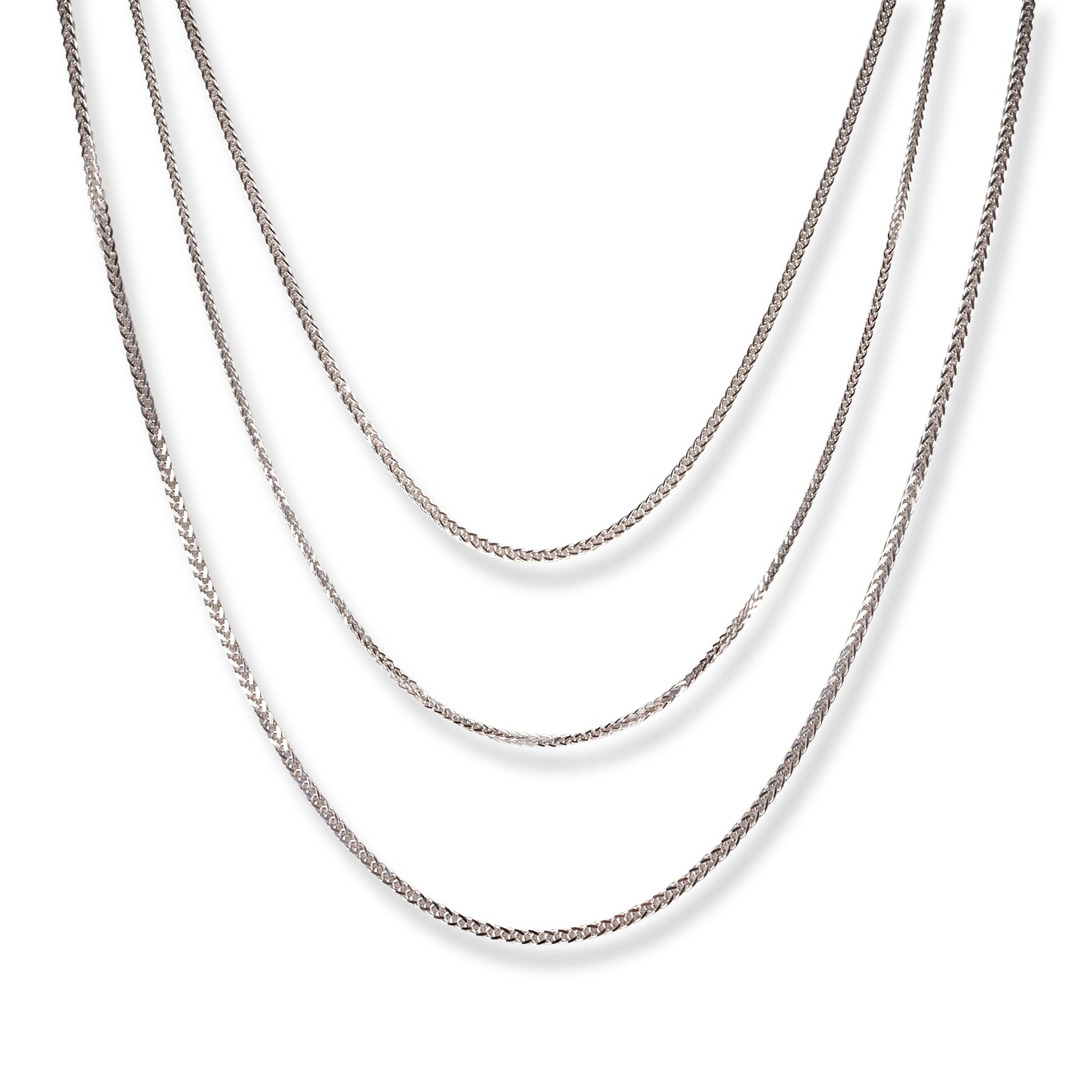 18ct White Gold Foxtail Chain with Lobster Clasp C-3802 - Minar Jewellers