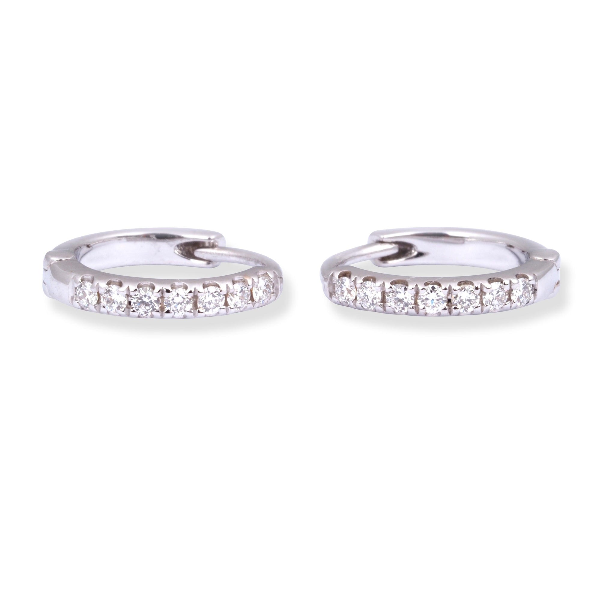 18ct White Gold Huggie Hoop Diamond Earrings E-8001