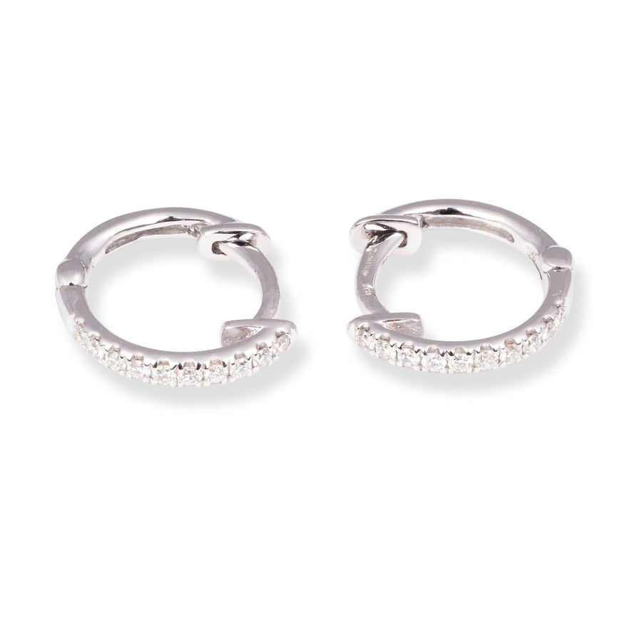 18ct White Gold Huggie Hoop Diamond Earrings E-7976