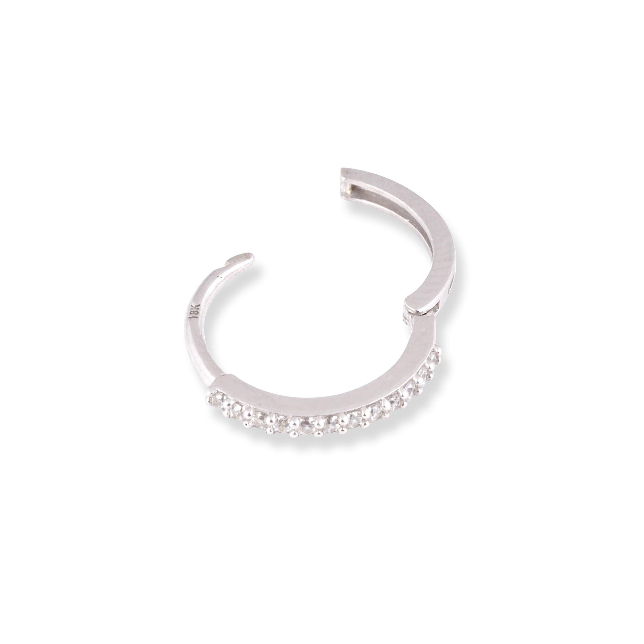 18ct Yellow / White Gold Nose Ring With Cubic Zirconia Stones (6mm-12mm) NR-7833