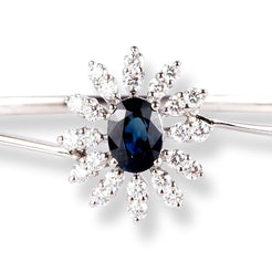 18ct White Gold Openable Diamond & Blue Sapphire Bangle MCS6287 - Minar Jewellers