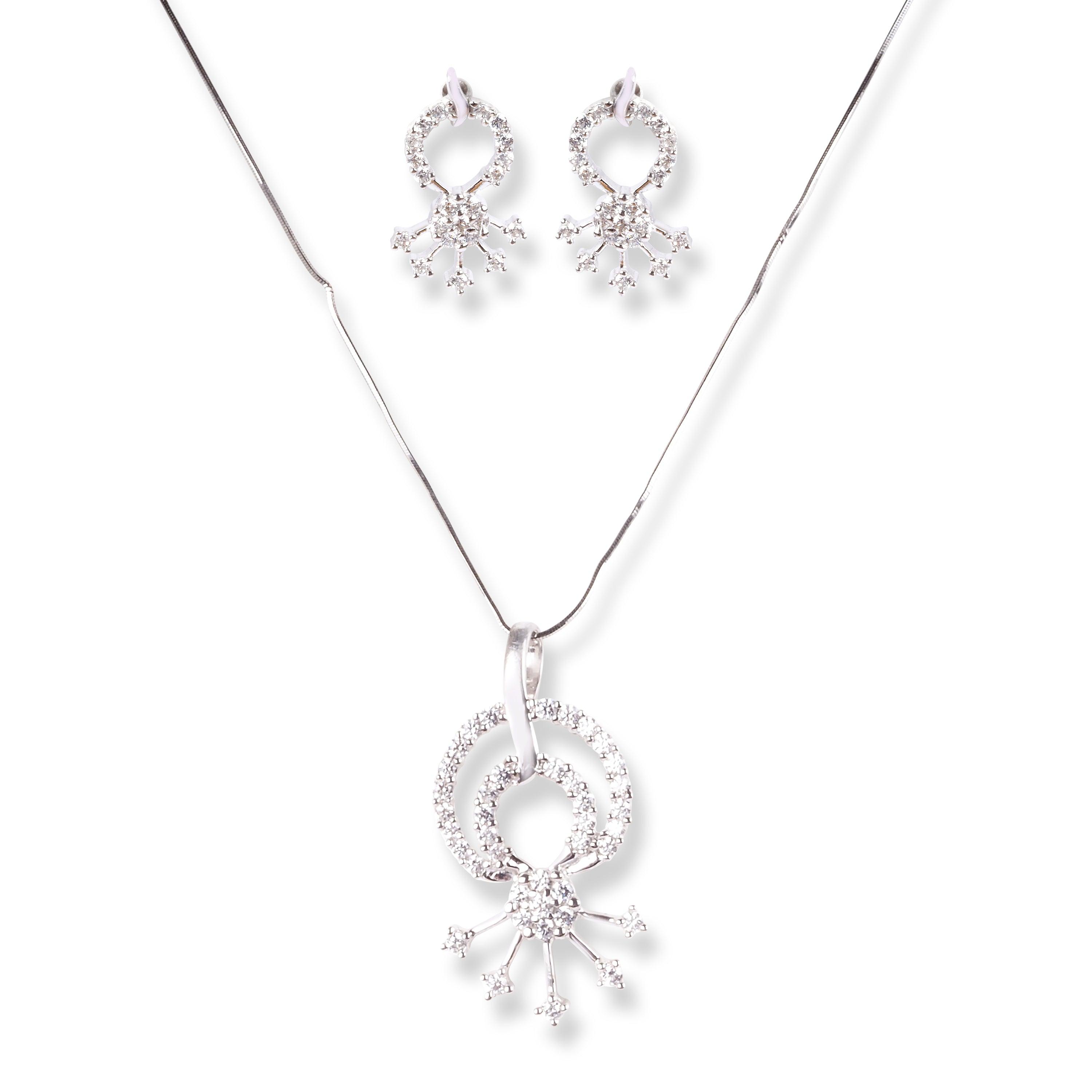 18ct White Gold Set with Cubic Zirconia Stones PS8061 - Minar Jewellers