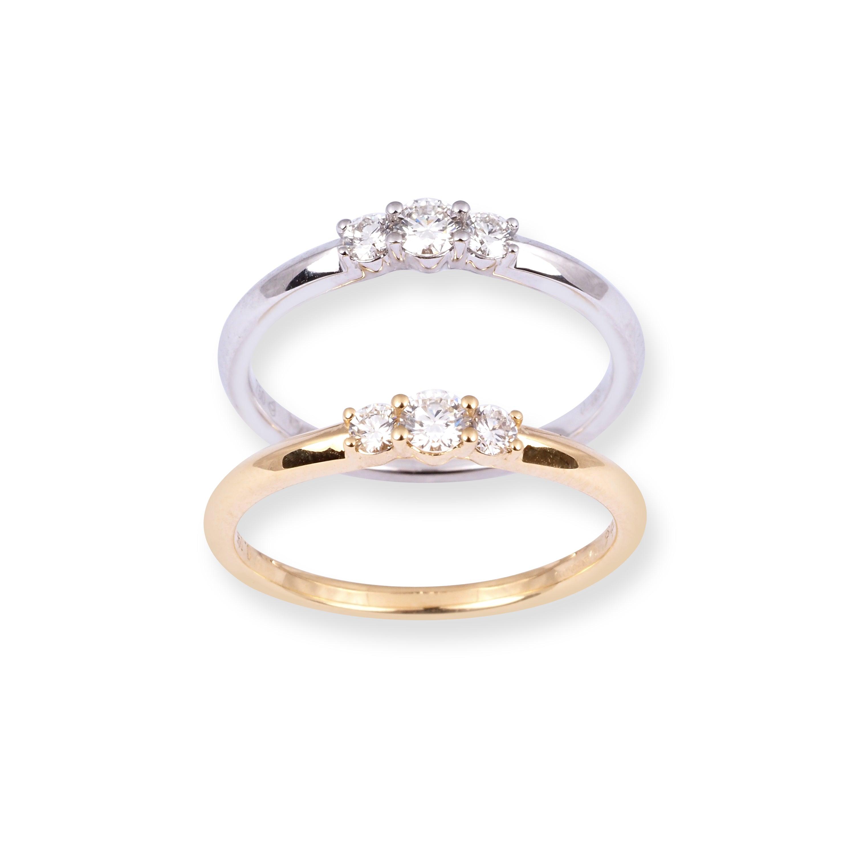 18ct White/Yellow Gold Trilogy Diamond Ring LR-7022 - Minar Jewellers