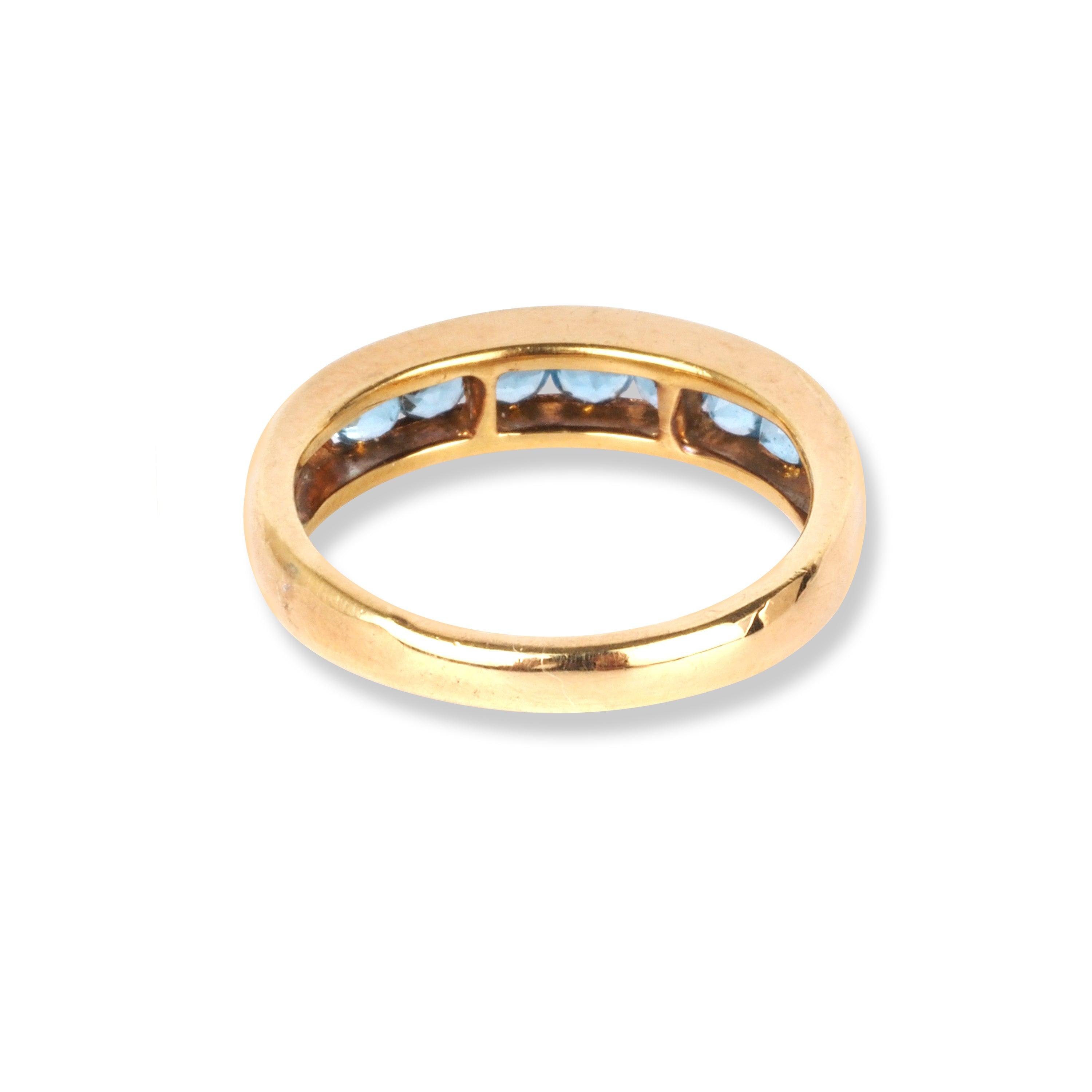 18ct Yellow Gold Blue Topaz Ring LR-5664 - Minar Jewellers