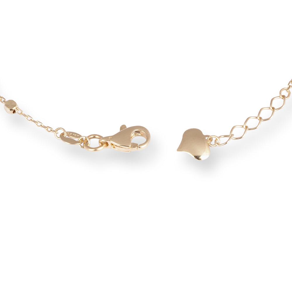 18ct Yellow Gold Bracelet with Diamond Cut Beads, Heart Charm and Lobster Clasp LBR-8487 - Minar Jewellers