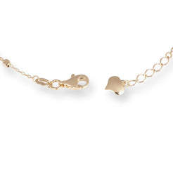 18ct Yellow Gold Bracelet with Diamond Cut Beads, Heart Charm and Lobster Clasp LBR-8487 - Minar Jewellers