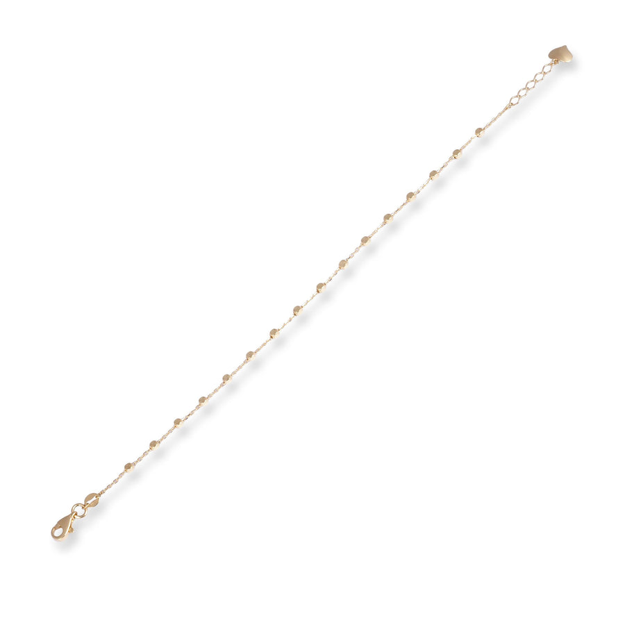 18ct Yellow Gold Bracelet with Diamond Cut Beads, Heart Charm and Lobster Clasp LBR-8487