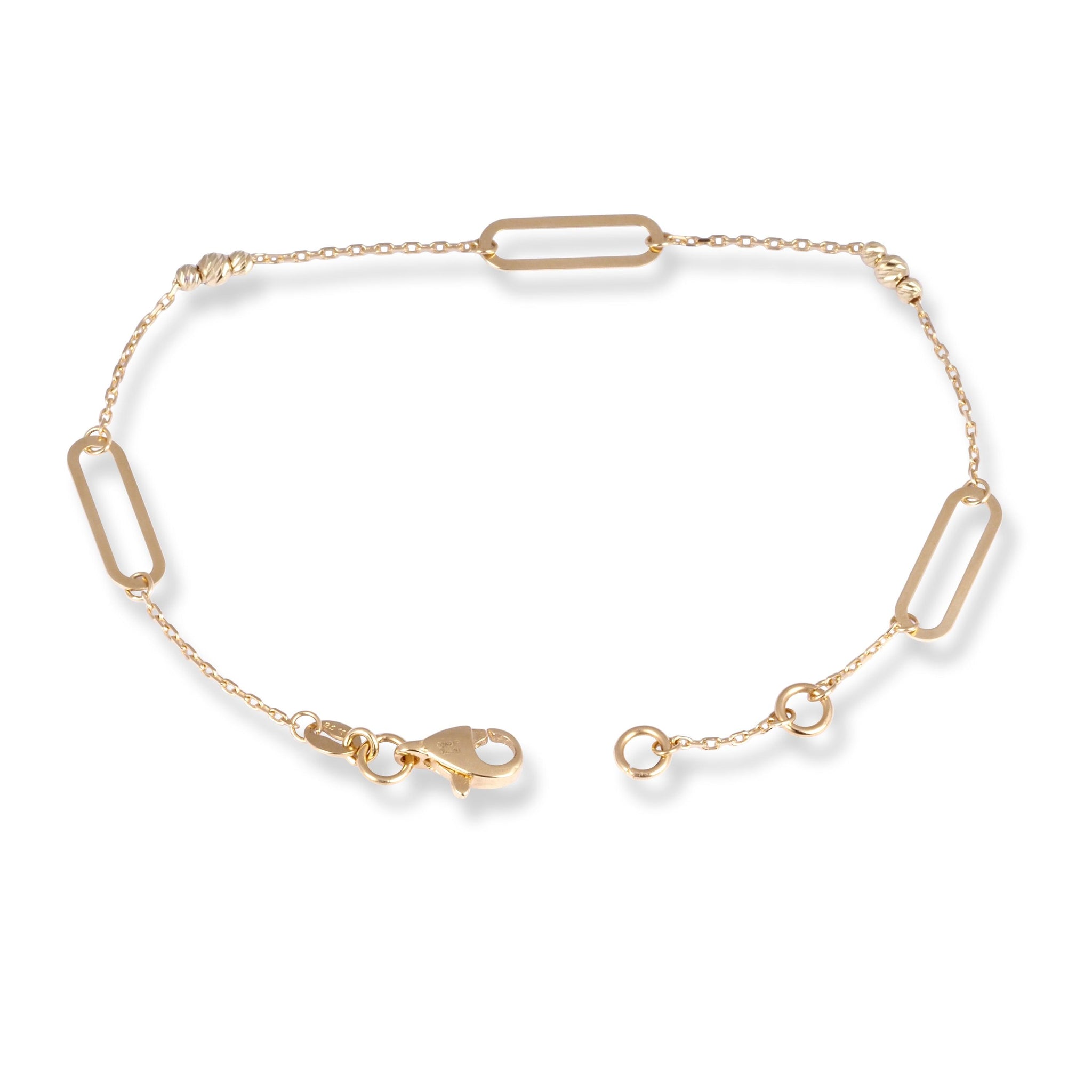 18ct Yellow Gold Bracelet with Links, Beads and Lobster Clasp LBR-8489