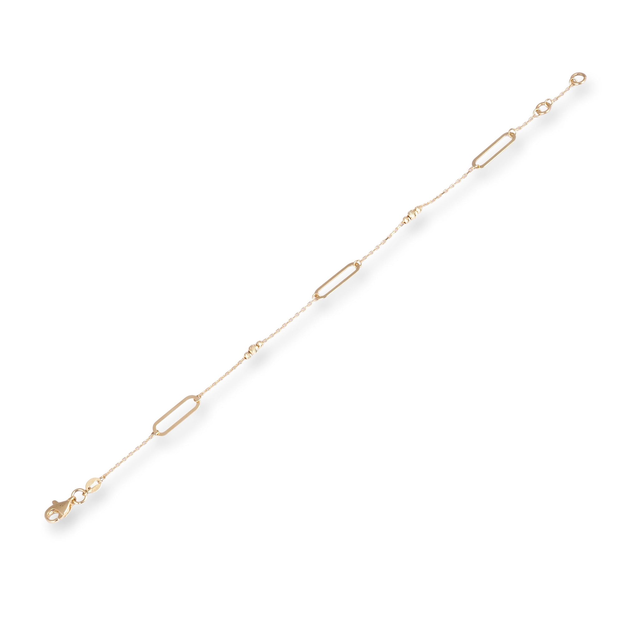 18ct Yellow Gold Bracelet with Links, Beads and Lobster Clasp LBR-8489