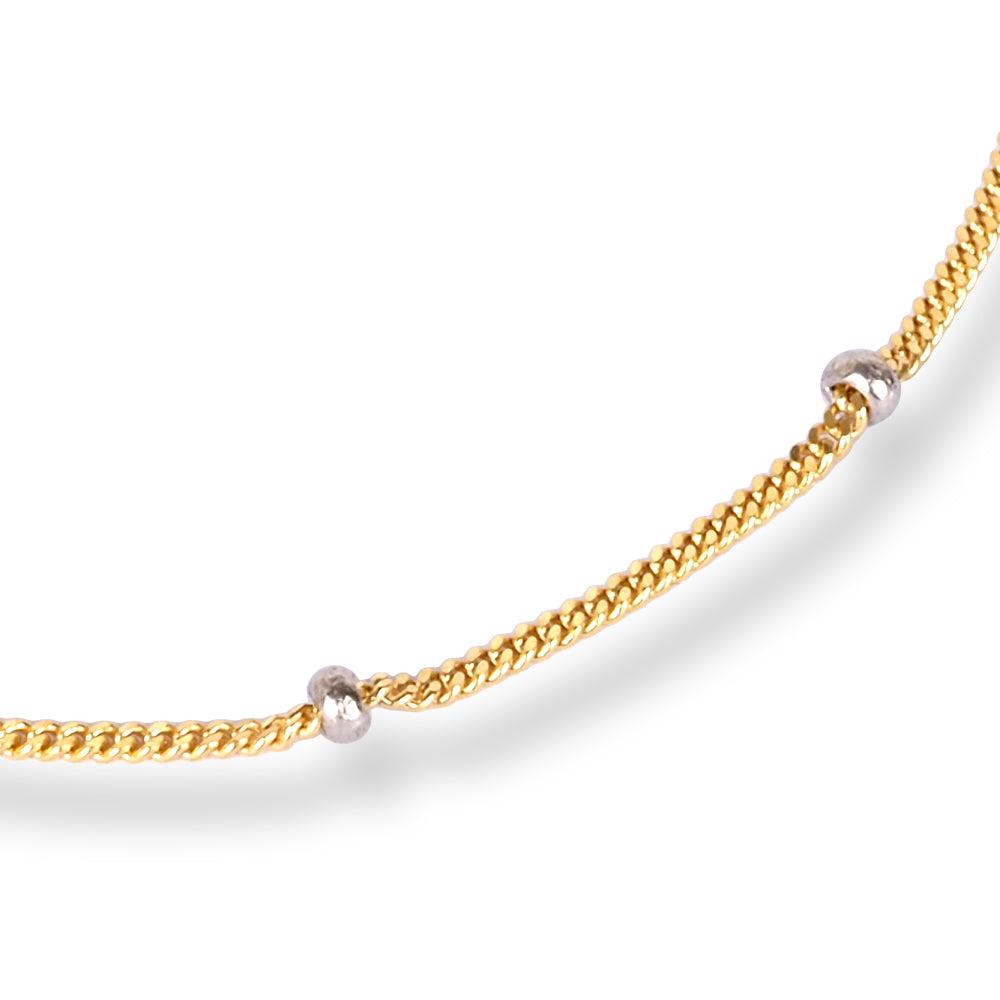 18ct Yellow Gold Bracelet with Rhodium-Plated Beads and Lobster Clasp LBR-8483 - Minar Jewellers