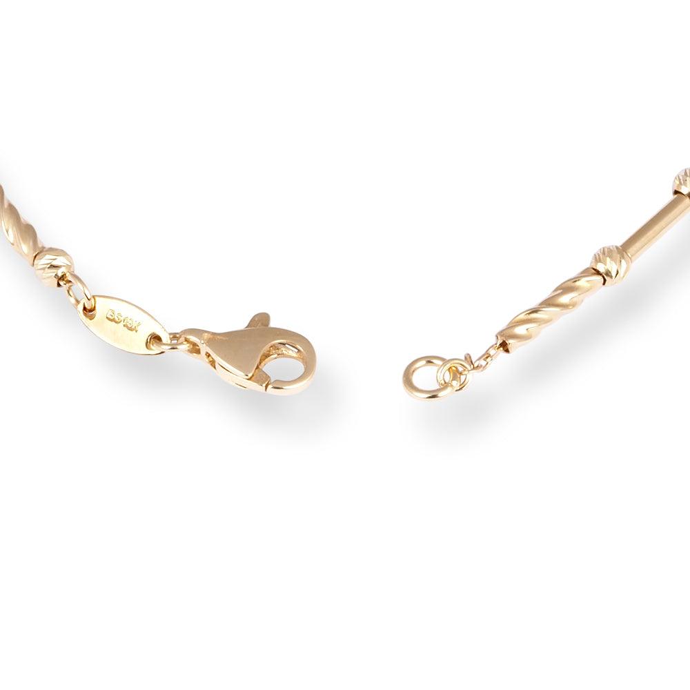 18ct Yellow Gold Bracelet with Twisted Design, Charms and Lobster Clasp LBR-8486 - Minar Jewellers