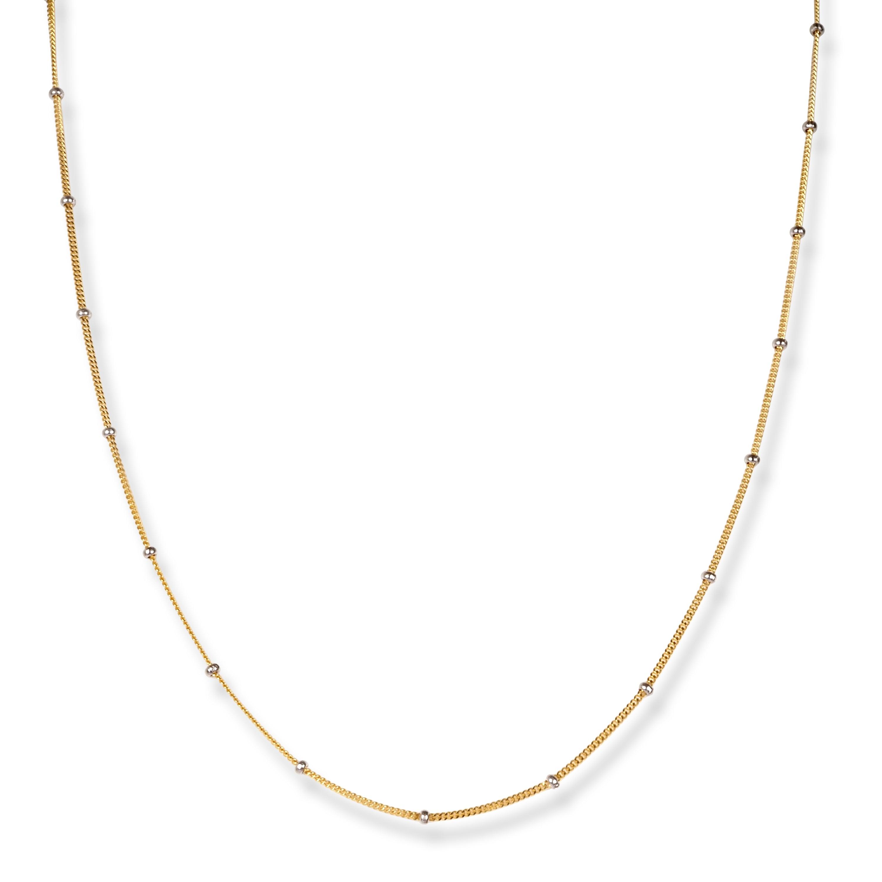 18ct Yellow Gold Chain with Rhodium Plated Beads and Lobster Clasp C-3800 - Minar Jewellers