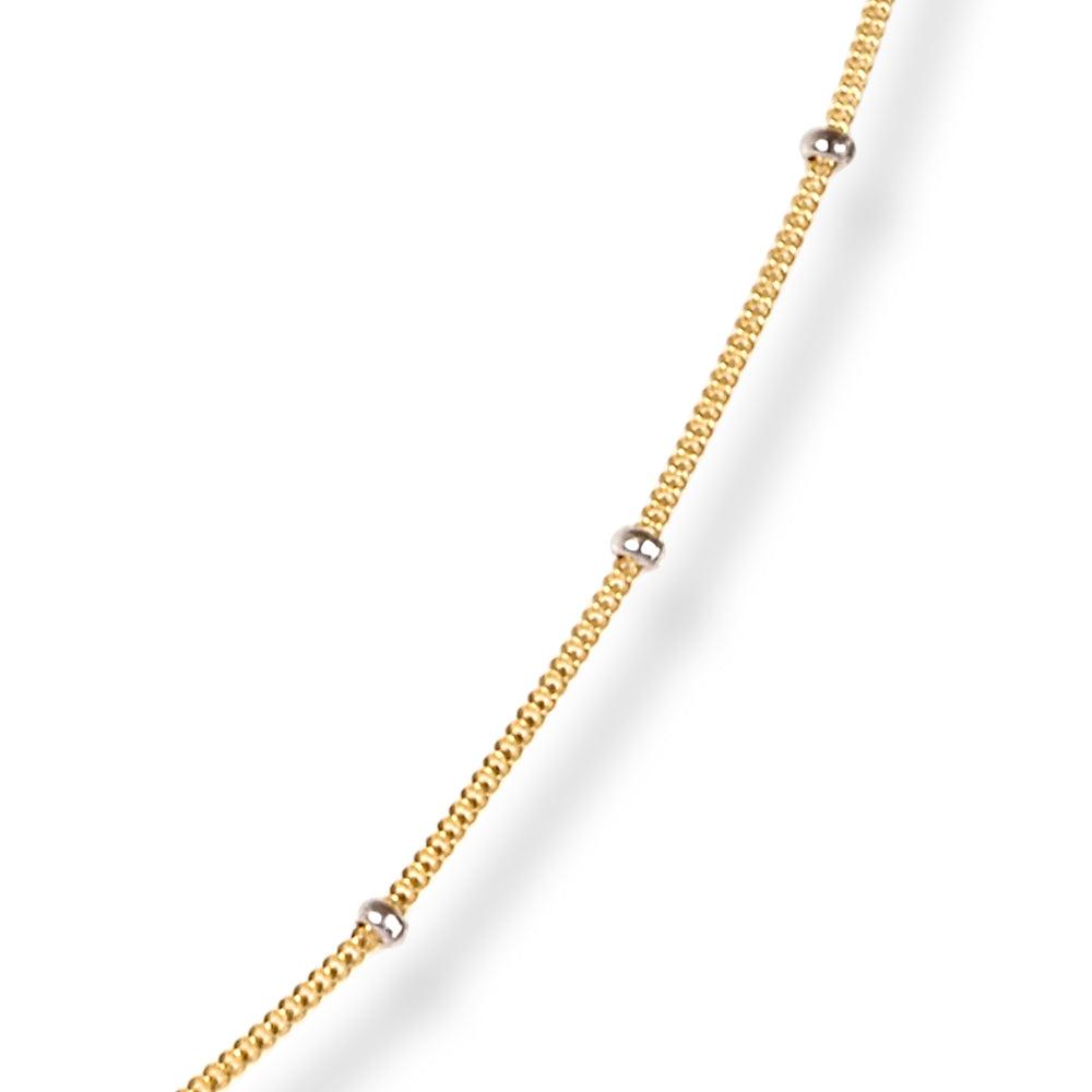 18ct Yellow Gold Chain with Rhodium Plated Beads and Lobster Clasp C-38900