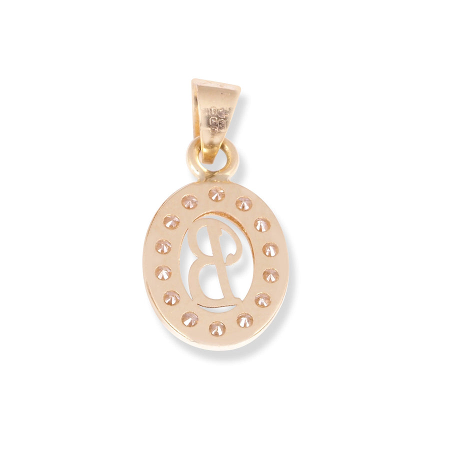 18ct Yellow Gold Dainty Initial 'B' Pendant with Cubic Zirconia Stones P-7966-B