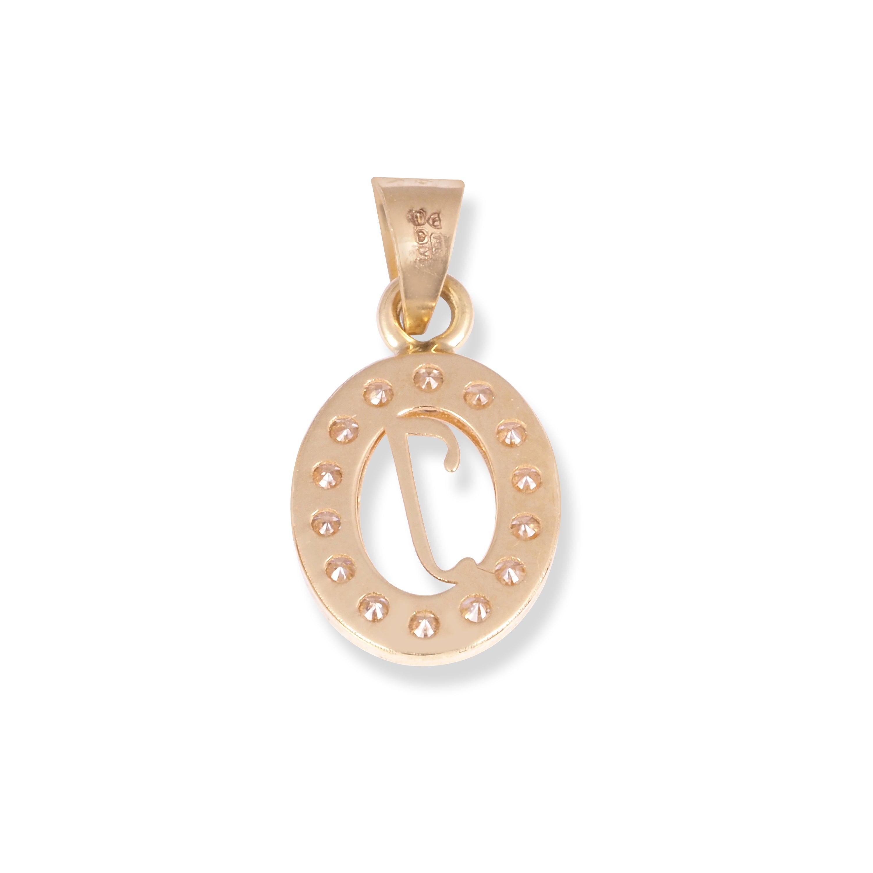 18ct Yellow Gold Dainty Initial 'J' Pendant with Cubic Zirconia Stones P-7966-J - Minar Jewellers