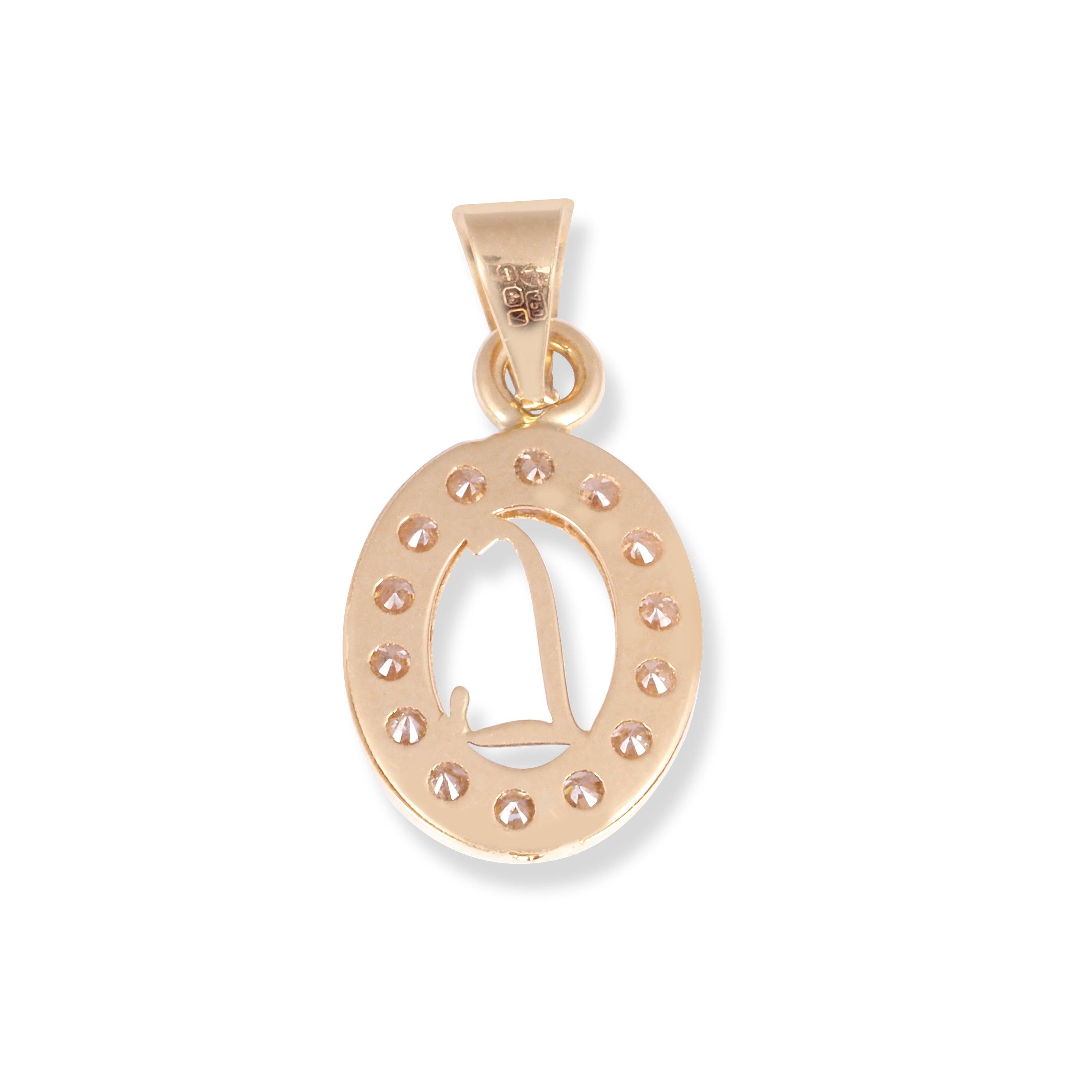18ct Yellow Gold Dainty Initial 'L' Pendant with Cubic Zirconia Stones P-7966-L - Minar Jewellers