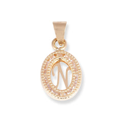 18ct Yellow Gold Dainty Initial 'N' Pendant with Cubic Zirconia Stones P-7966-N - Minar Jewellers