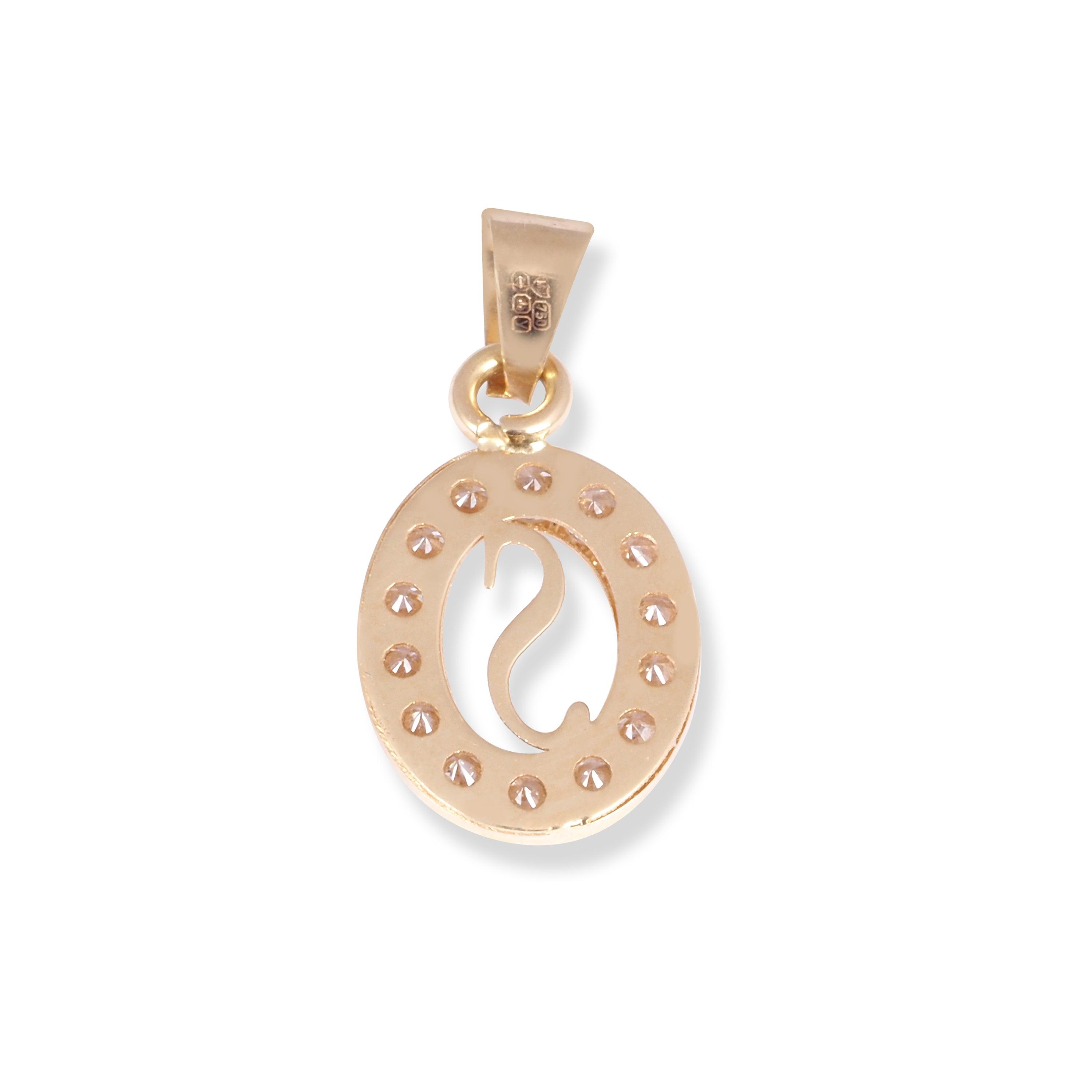 18ct Yellow Gold Dainty Initial 'S' Pendant with Cubic Zirconia Stones P-7966-S - Minar Jewellers