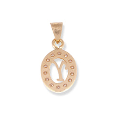 18ct Yellow Gold Dainty Initial 'Y' Pendant with Cubic Zirconia Stones P-7966-Y - Minar Jewellers