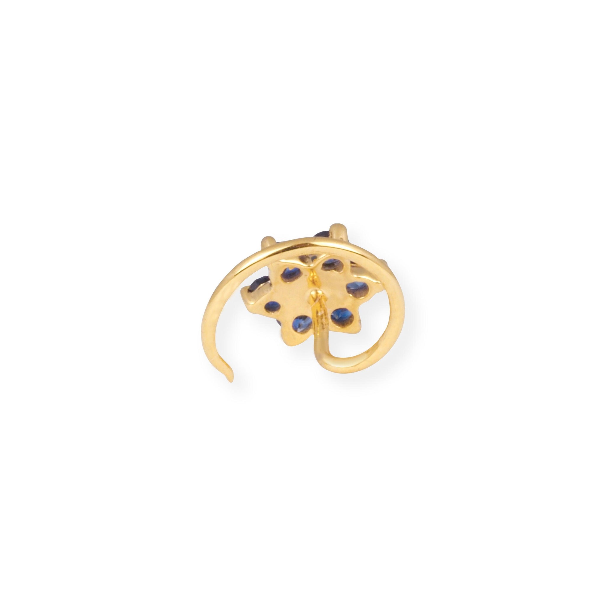 18ct Gold Diamond and Blue Sapphire Cluster Wire Coil Back Nose Stud MCS2657 MCS2794