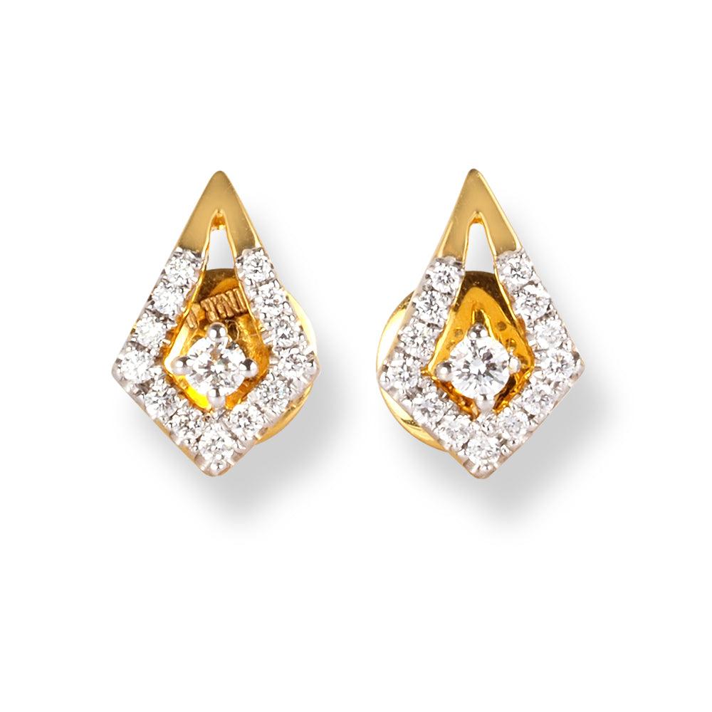 18ct Yellow Gold Diamond Earrings MCS6295 - Minar Jewellers
