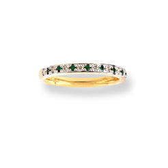 18ct Yellow Gold Diamond & Emerald Half-Eternity Band LR-6675 - Minar Jewellers