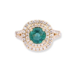 18ct Yellow Gold Diamond & Emerald Ring LR-7027 - Minar Jewellers