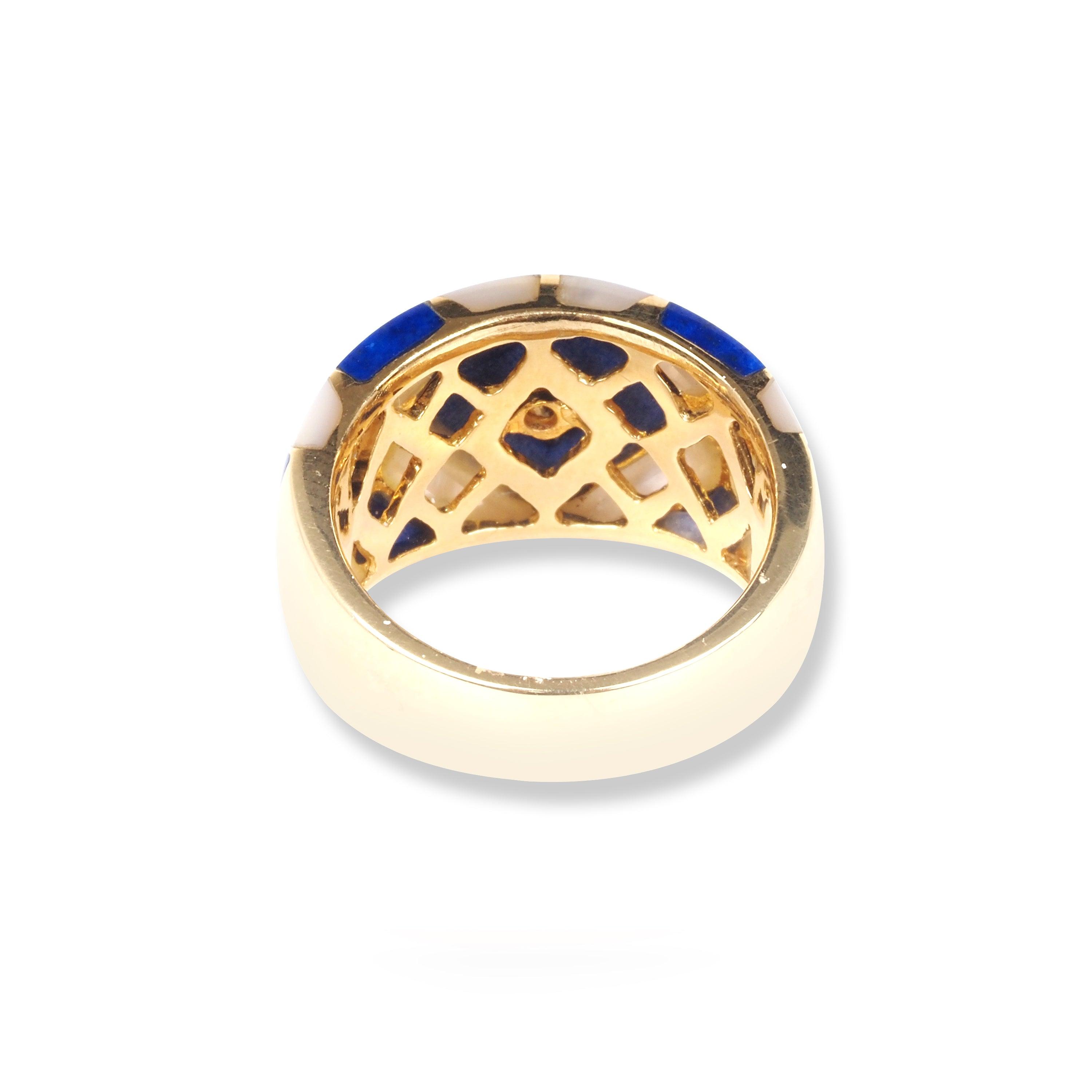 18ct Yellow Gold Diamond, Enamel & Mother of Pearl Dress Ring ARH6941T0 - Minar Jewellers