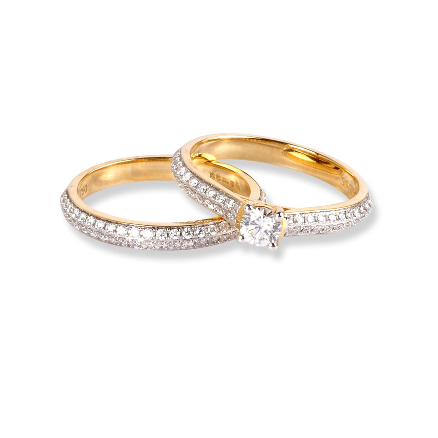 18ct Yellow Gold Diamond Engagement Ring and Wedding Band Set LR-6650