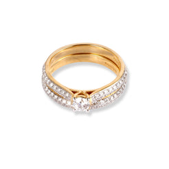 18ct Yellow Gold Diamond Engagement Ring and Wedding Band Set LR-6650 - Minar Jewellers